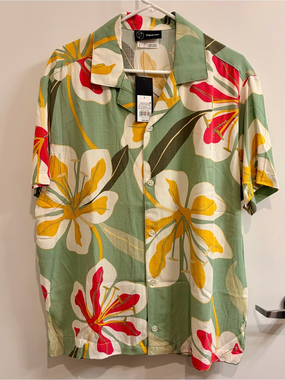 Original Use Men's Floral Cuban Collar Short Sleeve Resort Shirt